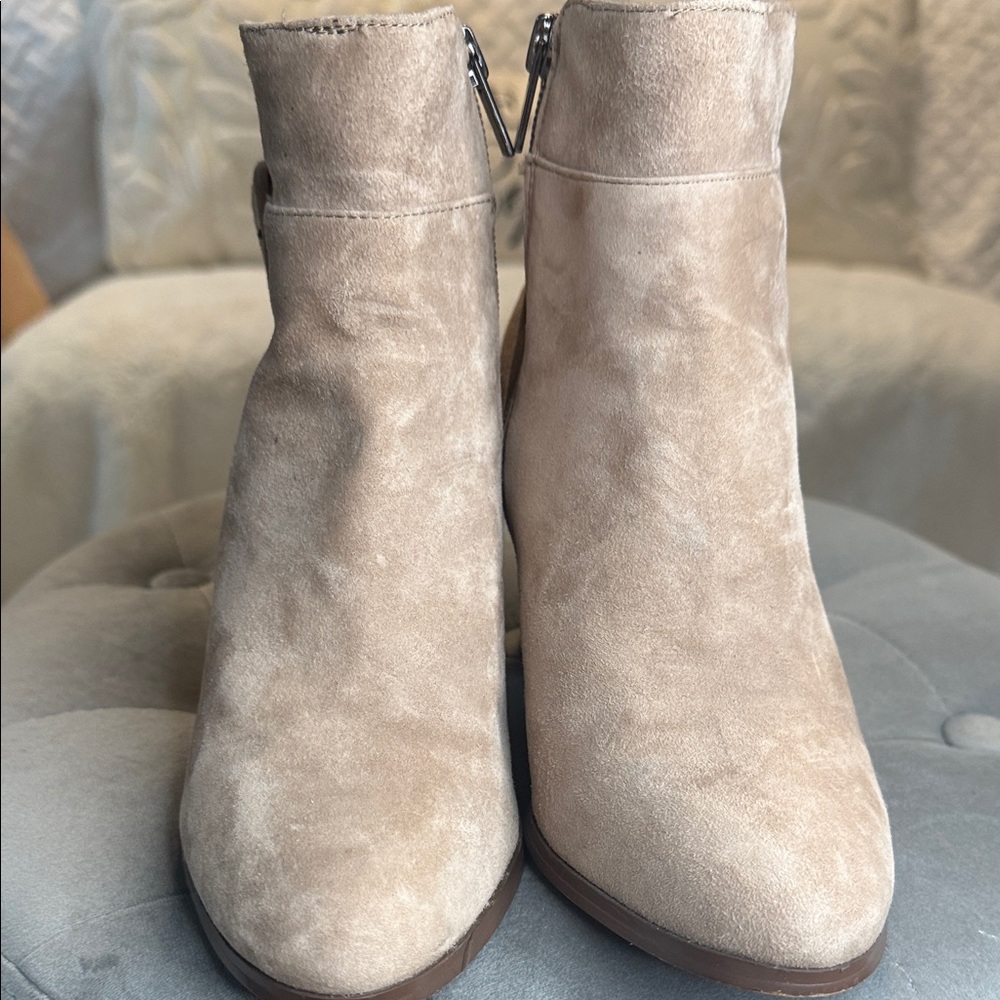 Lord & Taylor Beige Suede Ankle Booties